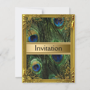 Peacock and Gold Invitation Any Party