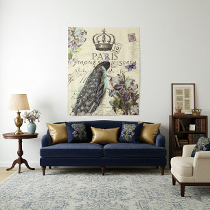 Peacock and iris tapestry