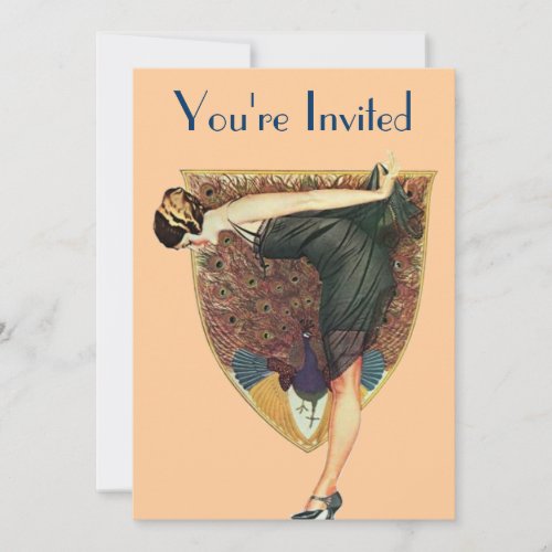 Peacock and Lady Custom Invites