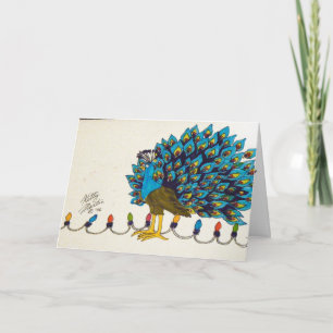 Peacock and Lights Holiday Card