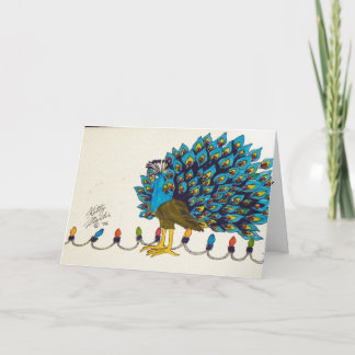 Peacock and Lights Holiday Card