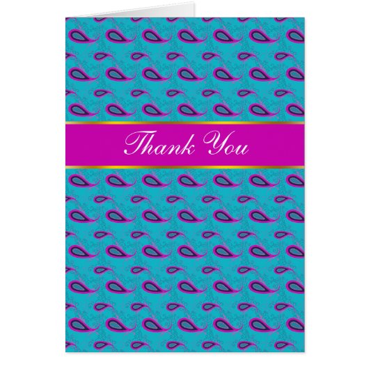 Peacock and Magenta Paisley Pattern Cards (Front)