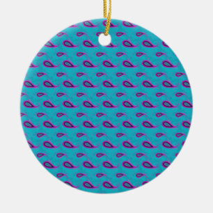 Peacock and Magenta Paisley Pattern Ceramic Ornament