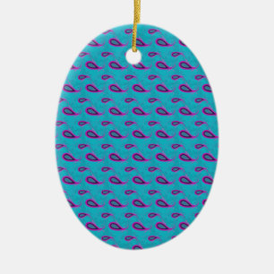 Peacock and Magenta Paisley Pattern Ceramic Ornament