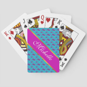 Peacock and Magenta Paisley Pattern Poker Cards