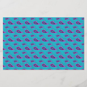 Peacock and Magenta Paisley Pattern Stationery