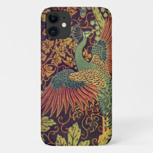 Peacock and oakleaf floral Victorian jacquard iPhone 11 Case