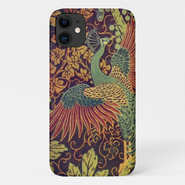 Peacock and oakleaf floral Victorian jacquard Case-Mate iPhone Case (Back)