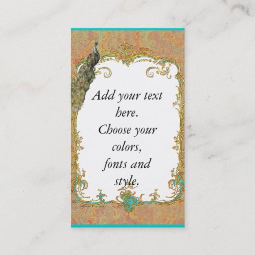 Customizable Peacock and Paisley Business Card
