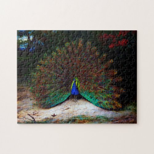 Peacock and Peacock Butterfly Jigsaw Puzzle