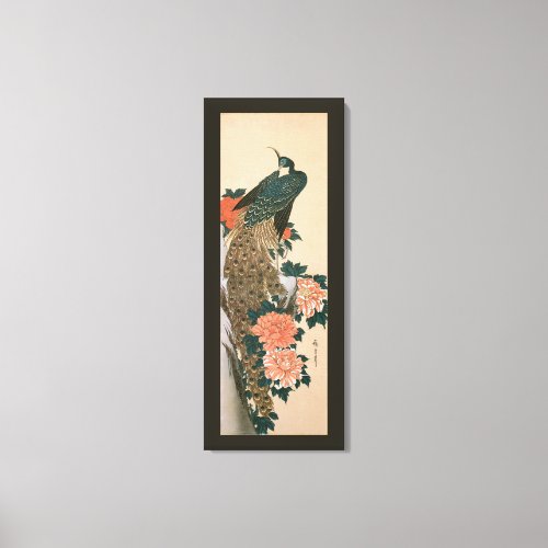 Peacock and Peonies by Hiroshige Japanese Art Canvas Print