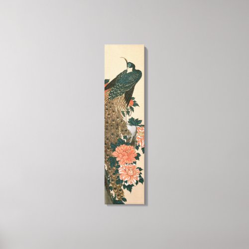 Peacock and Peonies by Hiroshige Japanese Art Canvas Print