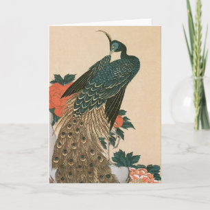 Peacock and Peonies by Hiroshige, Japanese Art Card