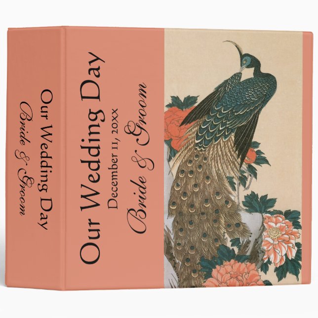 Peacock and Peonies by Hiroshige Wedding Binder (Front/Spine)