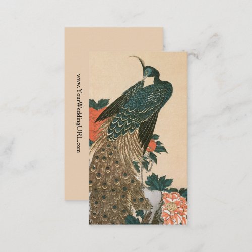 Peacock and Peonies by Hiroshige Wedding Enclosure Card