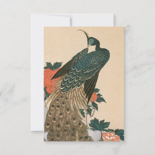 Peacock and Peonies by Hiroshige Wedding RSVP Card