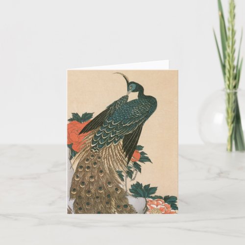 Peacock and Peonies by Hiroshige Wedding Thank You Card