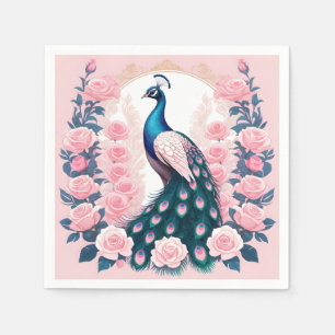 Peacock and Roses Napkins