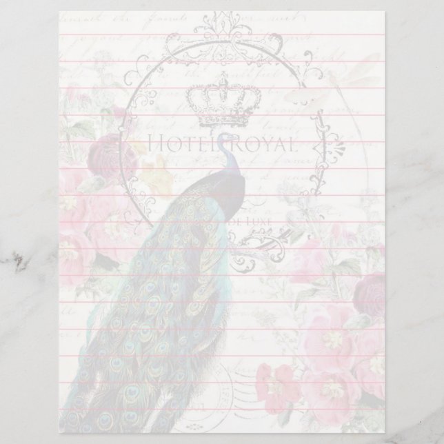 Peacock and spring flowers (Front)