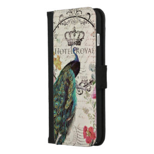 Peacock and spring flowers iPhone 8/7 plus wallet case
