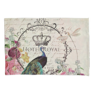 Peacock and spring flowers pillow case