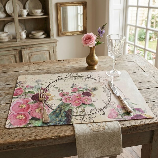 Peacock and spring flowers placemat (Creator Uploaded)