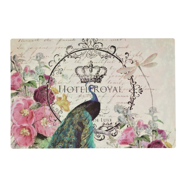 Peacock and spring flowers placemat (Front)