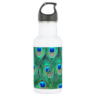 peacock animal print - feathers water bottle