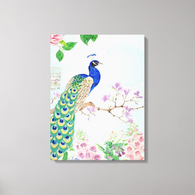 Peacock Animals | Floral Bird | Cool Peacock Canvas Print (Front)