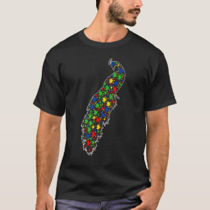 Peacock Animals Puzzle Pieces Autism Awareness T-Shirt