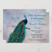 Peacock Anniversary Invitation Vintage Blue Bird (Front/Back)
