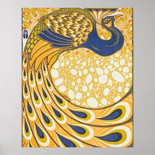 Peacock Antique Vintage Colorful Poster