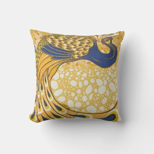 Peacock Antique Vintage Colorful Throw Pillow