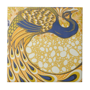 Peacock Antique Vintage Colorful Tile