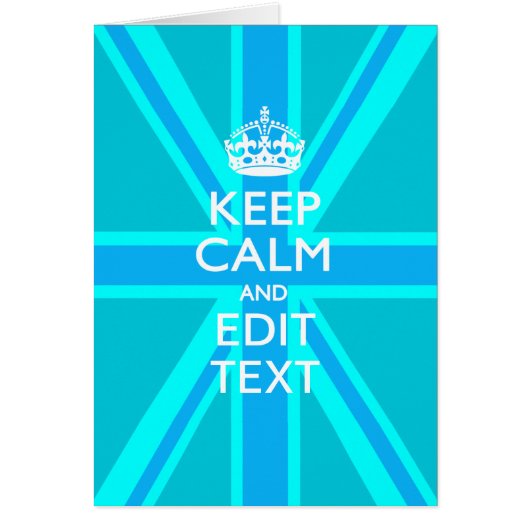 Peacock Aqua Keep Calm And Your Text Union Jack (Front)