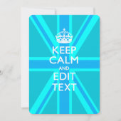 Peacock Aqua Keep Calm And Your Text Union Jack (Front)