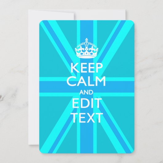 Peacock Aqua Keep Calm And Your Text Union Jack (Front)