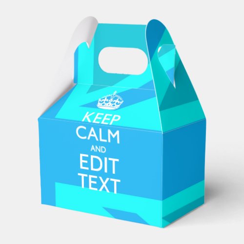 Peacock Aqua Keep Calm And Your Text Union Jack Favor Boxes