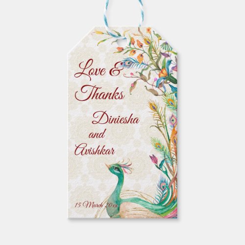 Peacock Arabian pattern Indian wedding favour gift Gift Tags