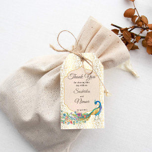 Peacock Arabian pattern Indian wedding favour gift Gift Tags