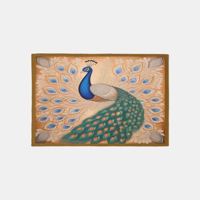 Peacock Area Rug or Wall Hanging (Front)