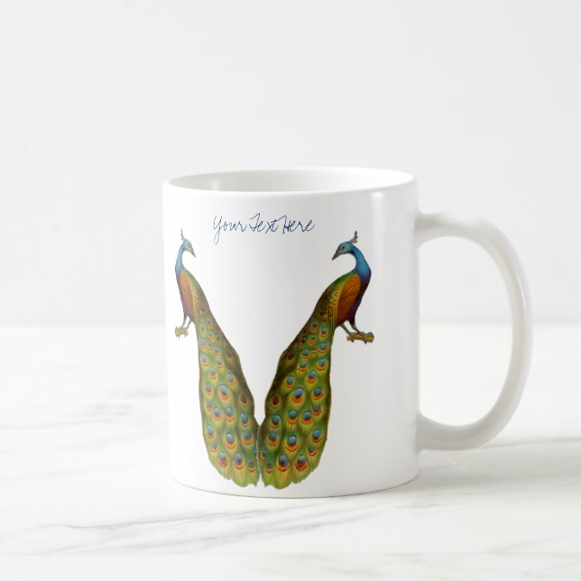 Peacock Art Bird Customizable Mug (Right)
