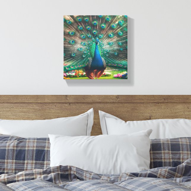 Peacock art canvas (Insitu(Bedroom))