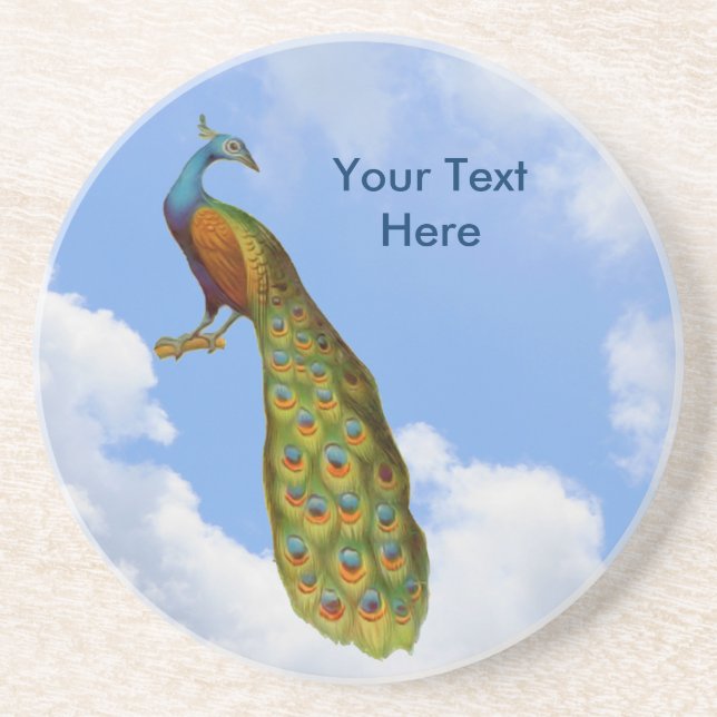 Peacock Art Customizable Animal Coaster (Front)