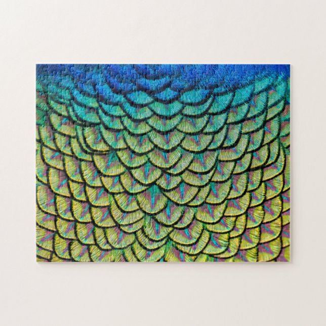 Peacock Art Deco Feathers Jigsaw Puzzle (Horizontal)