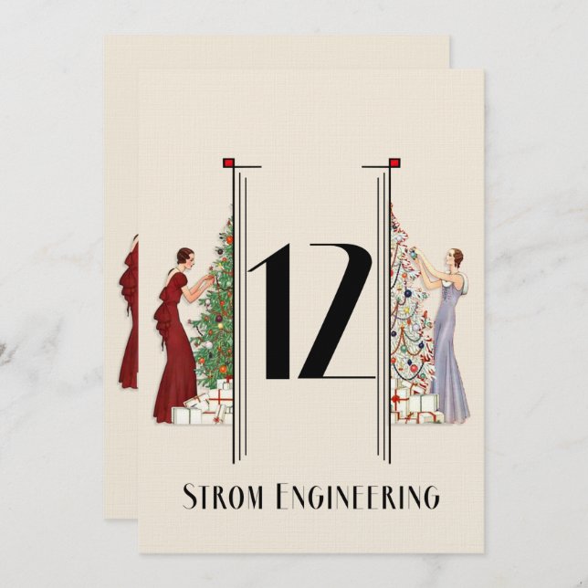 Peacock Art Deco Flair Christmas Table Number 12 (Front/Back)