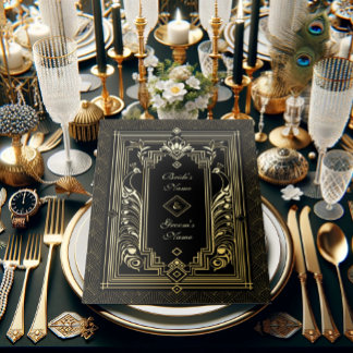 Peacock Art Deco Wedding Invitation Real Gold Foil