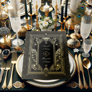 Peacock Art Deco Wedding Invitation Real Gold Foil Foil Invitation