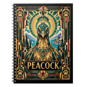Peacock, Art Deco Wildlife Notebook