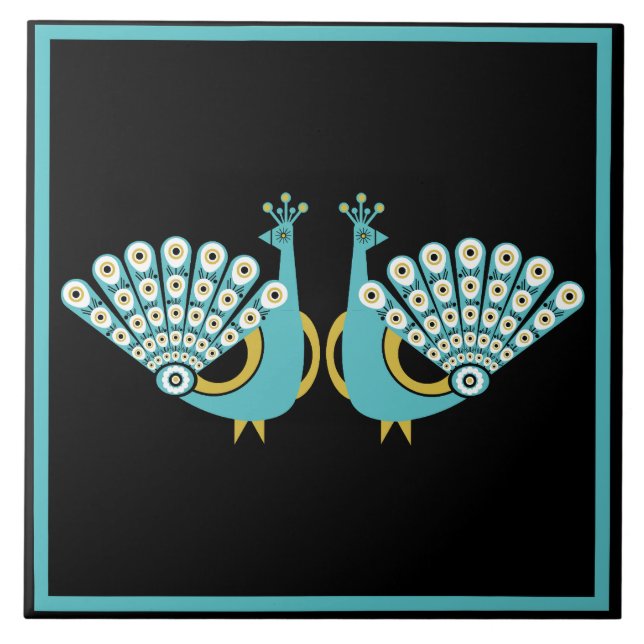 Peacock Art Home Accessories Ceramic Tile (Front)
